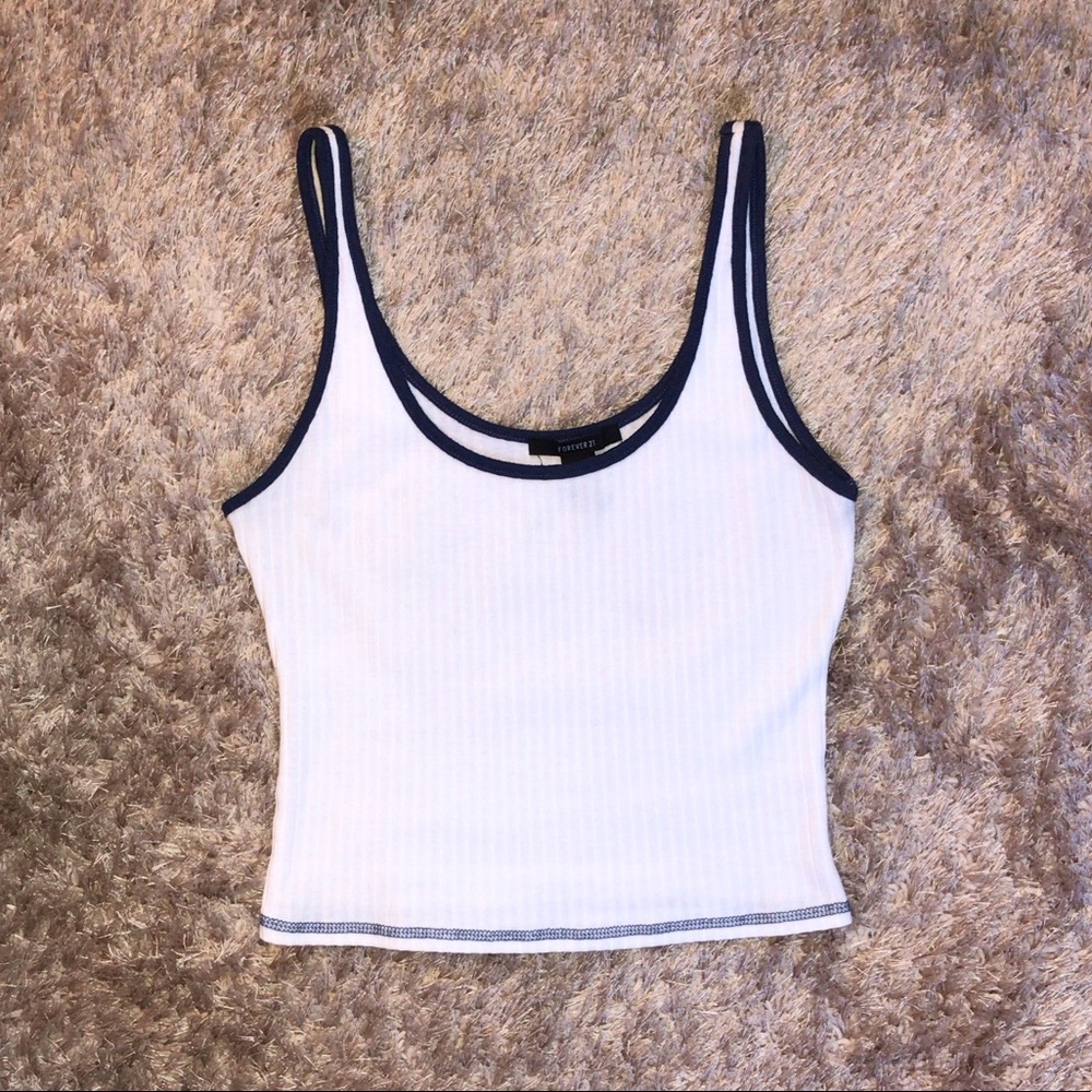Forever 21 white and navy tank top